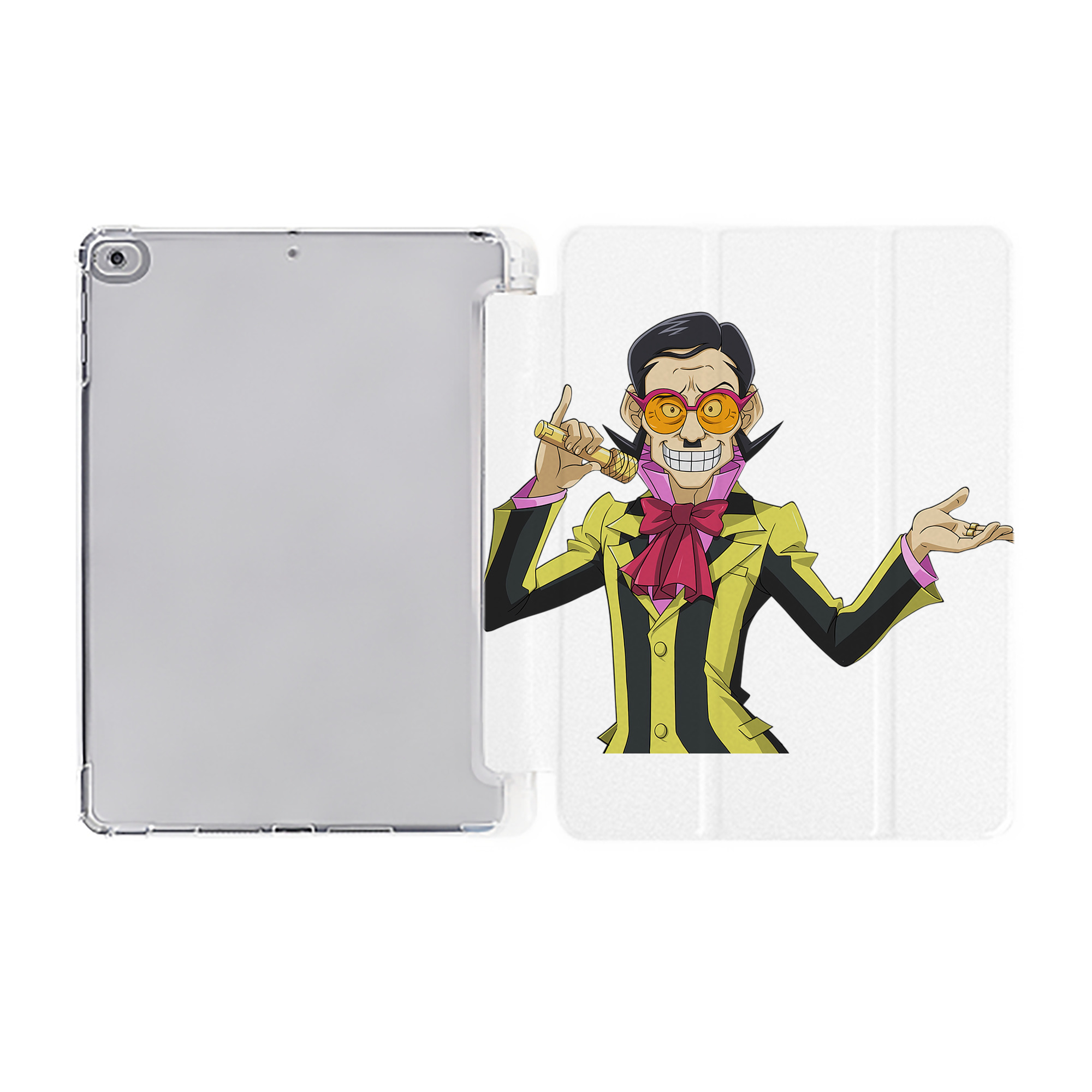 （画像用） 遊☆戯☆王 Yu-Gi-Oh! IPad ケース ペン収納付き 三つ折りスタンド PUレザー×シリコン 対応機種9.5/10.5/10.9インチ